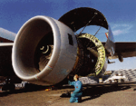 [A Rolls-Royce Trent 800 aircraft engine]